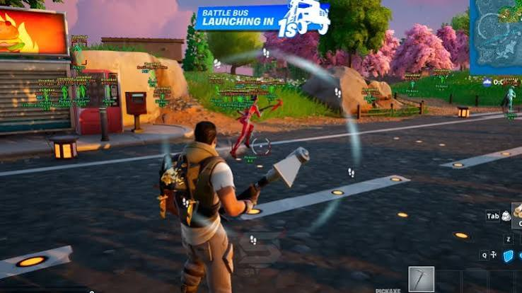 Fortnite Cheats — ESP and Aimbot features Fortnite cheats ESP and wallhack gameplay on PC — player tags and distance